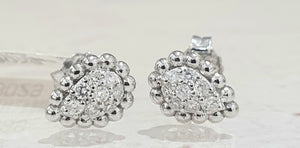 0.18cts [16] Round Brilliant Cut Diamonds | Pear Design Stud Earrings | 18kt White Gold