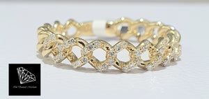 0.160cts [42] Round Brilliant Cut Diamonds | Designer Link Ring | 18kt Yellow Gold