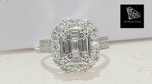 Load image into Gallery viewer, 0.57cts Emerald Cut Diamonds set in Illusion Centre | 1.10cts [122] Round Brilliant Cut Diamonds | Designer Ring | 18kt White Gold
