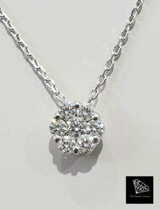 0.24cts [7] Round Brilliant Cut Diamonds | Designer Cluster Pendant with Chain | 18kt White Gold