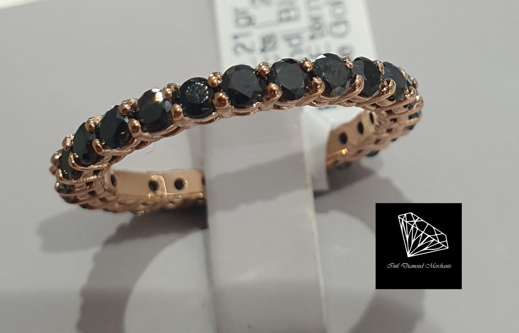 1.60cts [26] Round Cut Black Diamonds | Full Eternity Ring | 9kt Rose Gold