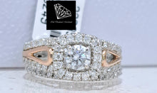 Load image into Gallery viewer, 1.00cts | Round Brilliant Cut Diamonds | Halo Design Bridal Twinset | 14kt Rose and White Gold
