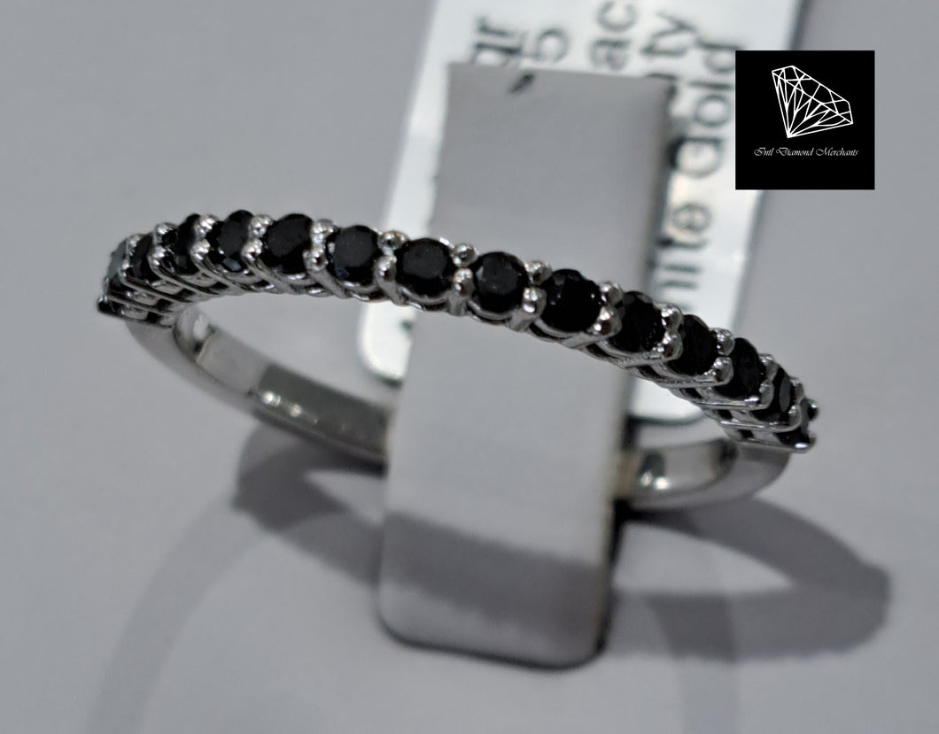 0.35cts [15] Round Cut Black Diamonds | Half Eternity Custom Band | 18kt White Gold