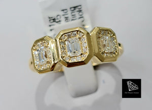 0.810cts [45] Round Brilliant Cut Diamonds | Designer Trilogy Ring | 18kt Yellow Gold