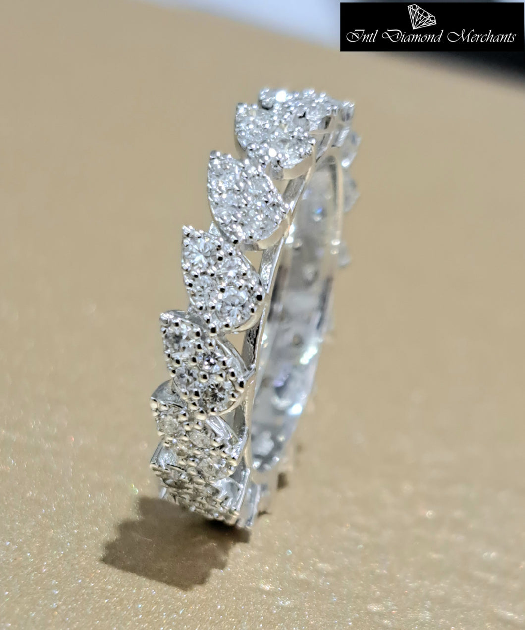 0.90cts [64] Round Brilliant Cut Diamonds | Designer Pear Shape Eternity Ring | 18kt White Gold