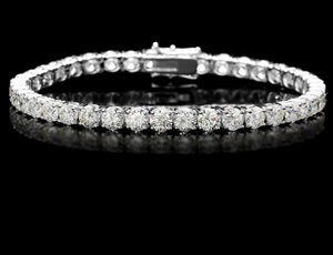 7.02cts [47] Round Brilliant Cut Diamonds | Tennis Bracelet | 18kt White Gold