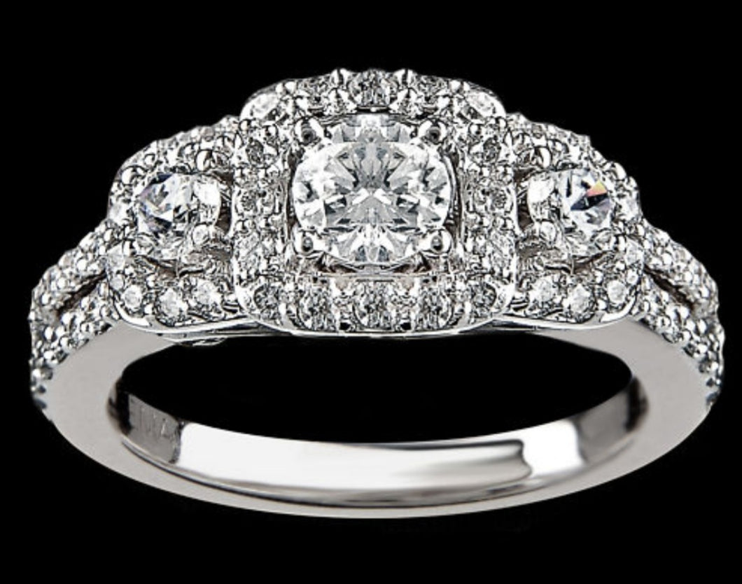 1.00cts | Round Brilliant Cut Diamonds | Trilogy Design Ring | 14kt White Gold