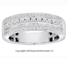 Load image into Gallery viewer, 1.00ct Round Brilliant Cut Diamond | 3 Row Designer Band | 14kt White Gold
