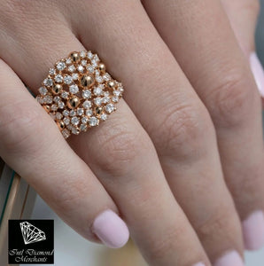 1.85cts [70] Round Brilliant Cut Diamonds | Designer Abstract Ring | 18kt Rose Gold
