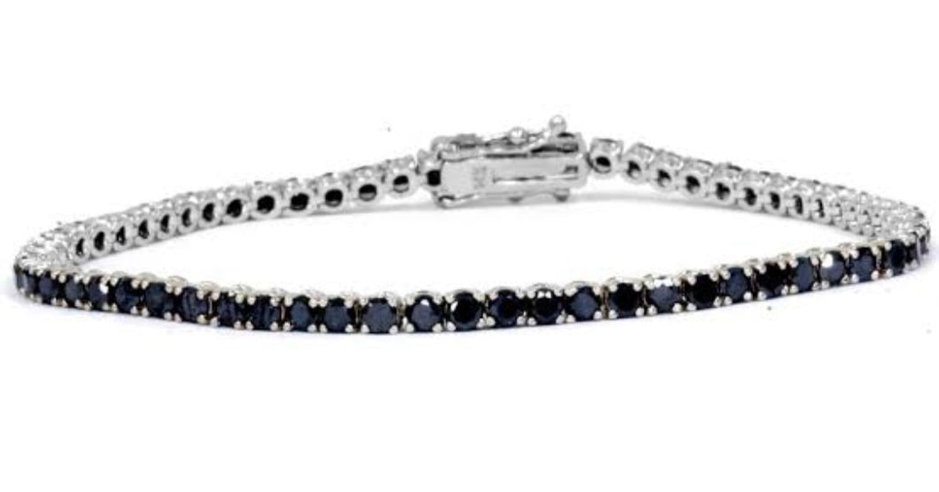 6.25cts [49] Round Cut Black Diamonds | Tennis Bracelet | 18kt White Gold